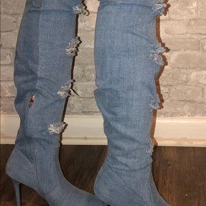 Light Blue Denim Boots